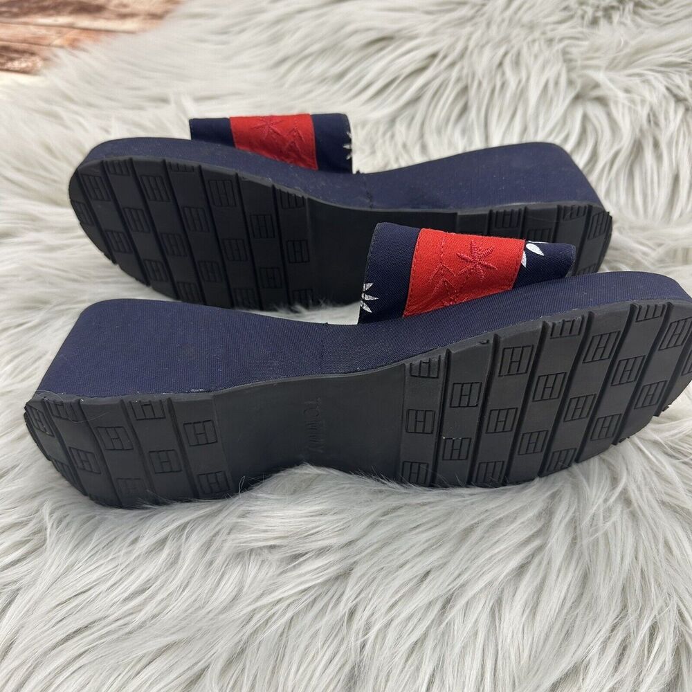 Tommy Hilfiger Women's Platform Slide Sandals Size 8.5 Chunky Y2K Flag Spellout - Picture 8 of 9
